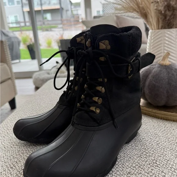 Sperry Black Ankle Duck Boots - Picture 3 of 4
